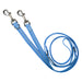 Blue Reflective multi-function leash with silver hardware displayed on a white background