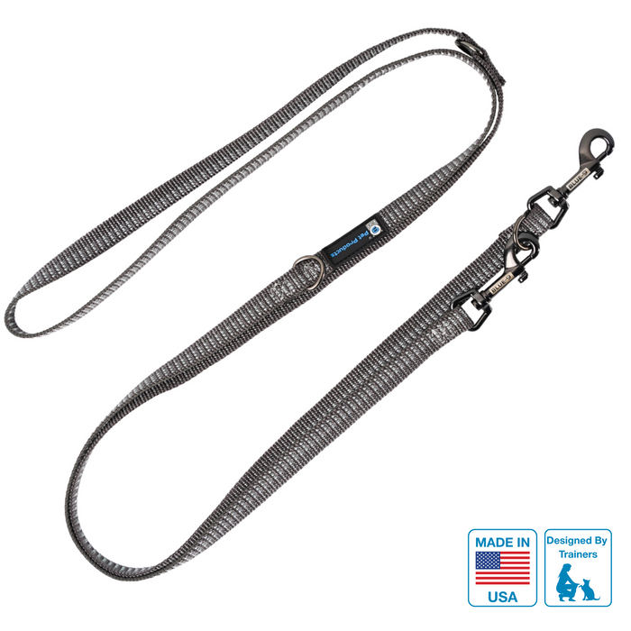 grey reflective multi-function with silver hardware displayed on a white background