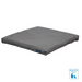 Gray dog bed with a brand logo on a white background
